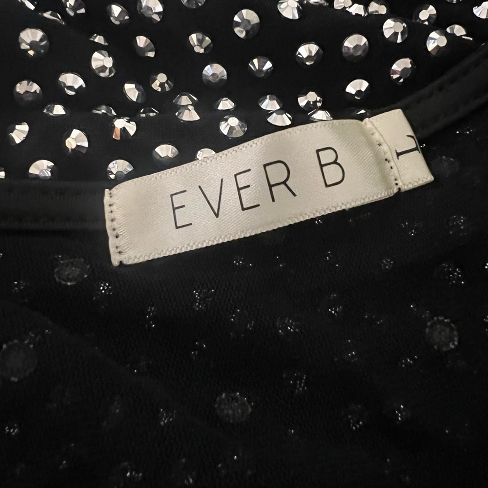 Ever B Large Sheer Black Bodysuit Silver Studded Detail Festival Edgy Glam - Picture 7 of 9